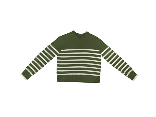 Olive White Stripe Sweater