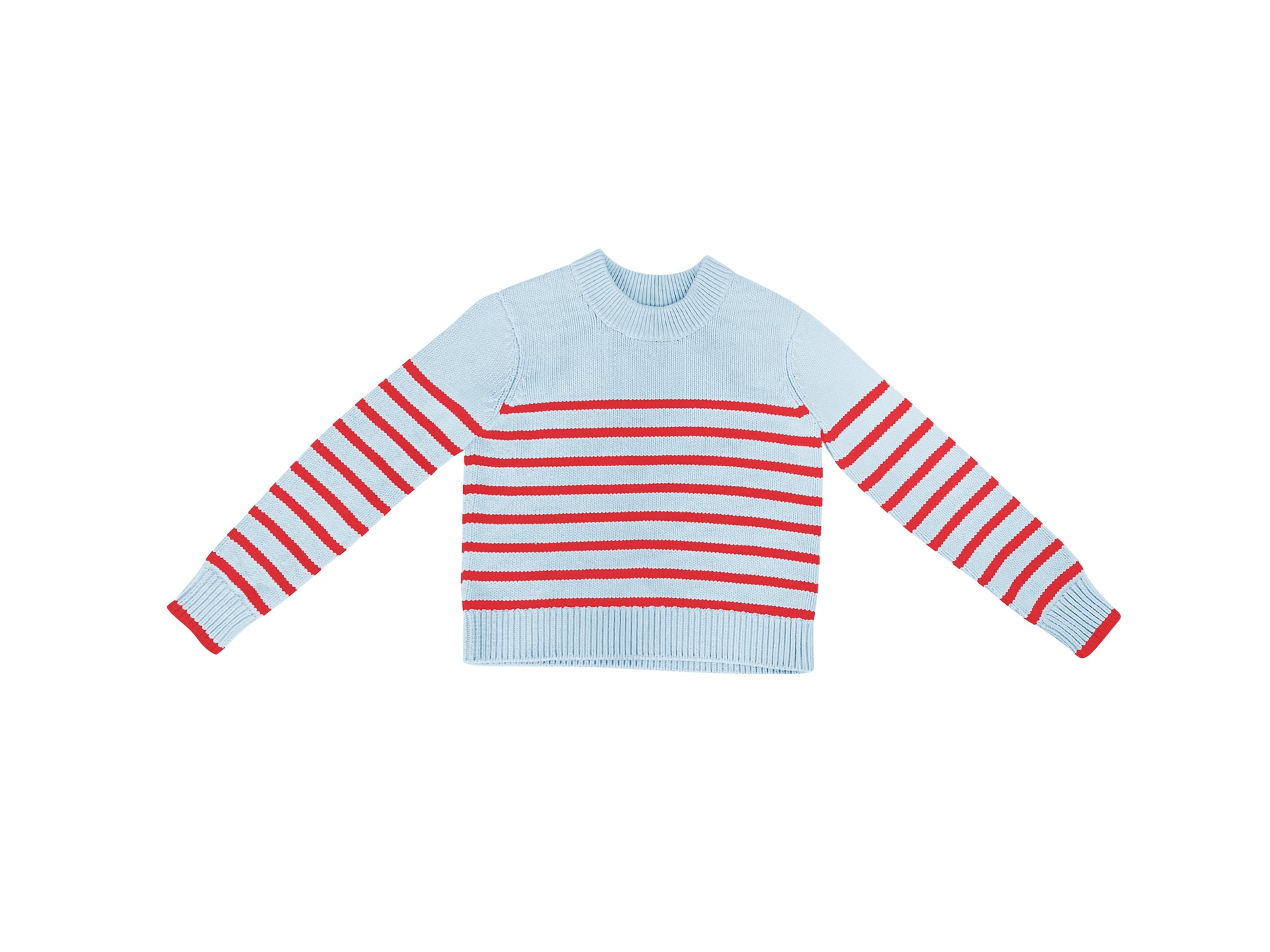 Light Blue Berry Striped Sweater Cotton Stripe Sweater tutto