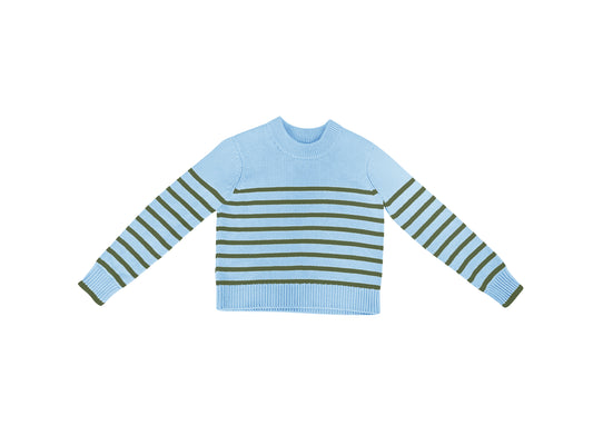 Light Blue Olive Stripe Sweater