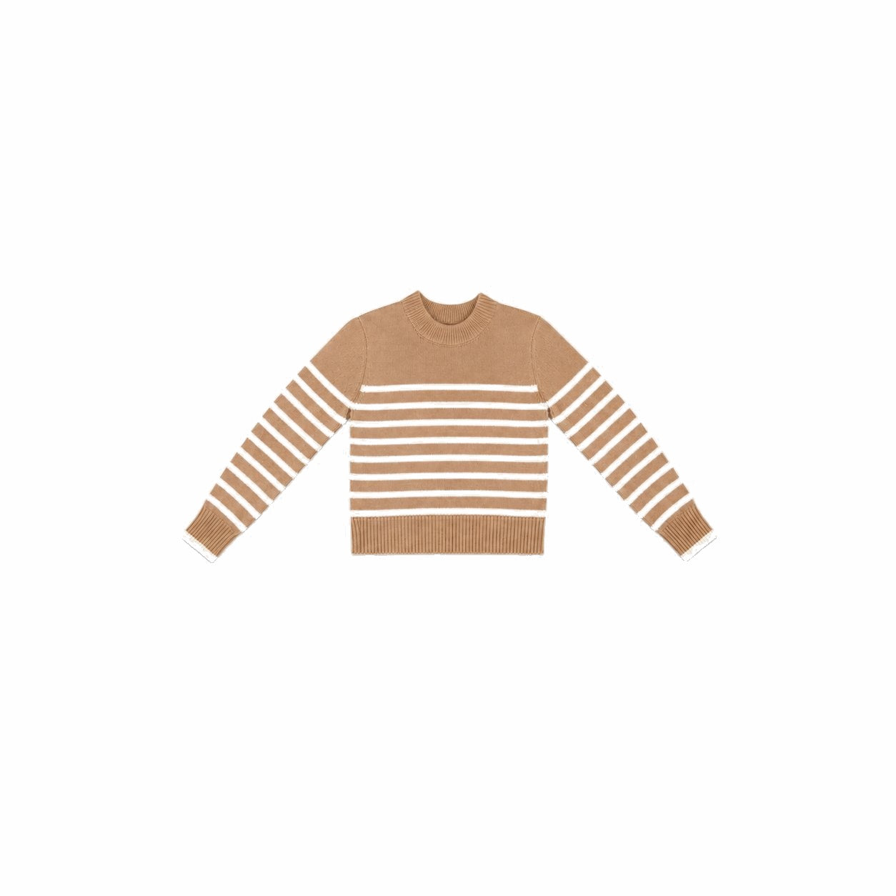 women's sand and white striped cotton beach sweater — tutto knit