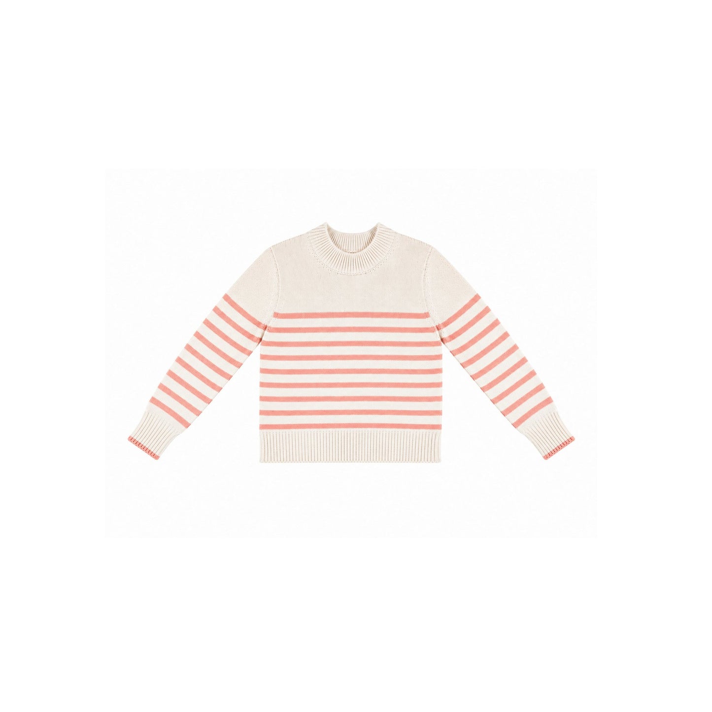 women's ivory and salmon striped cotton sweater — tutto Nantucket collection